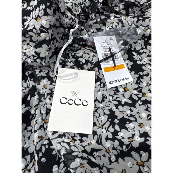 CeCe Women's Floral Flutter Sleeve Smocked Midi Dress SMALL - Picture 5 of 9